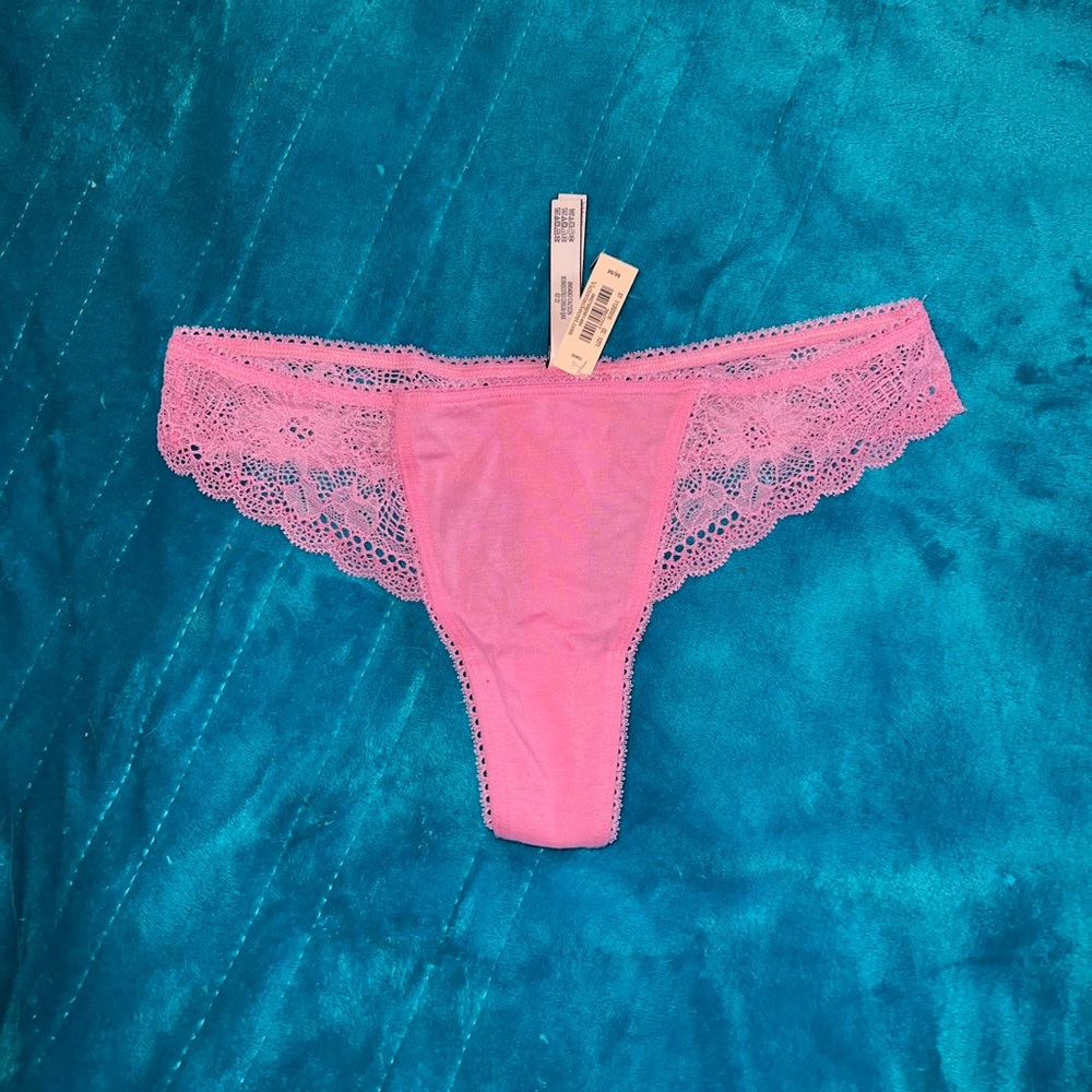 New VS Lace Pink Thong